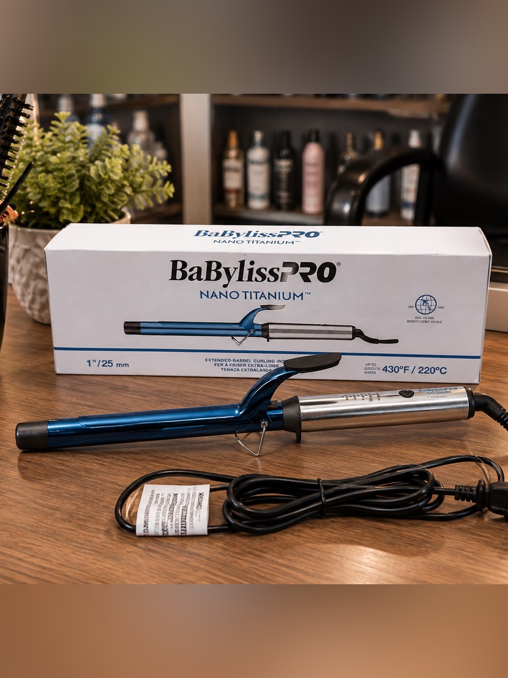 BaBylissPRO Nano Titanium 1” Extended Barrel Curling Iron 430°F Dual Voltage